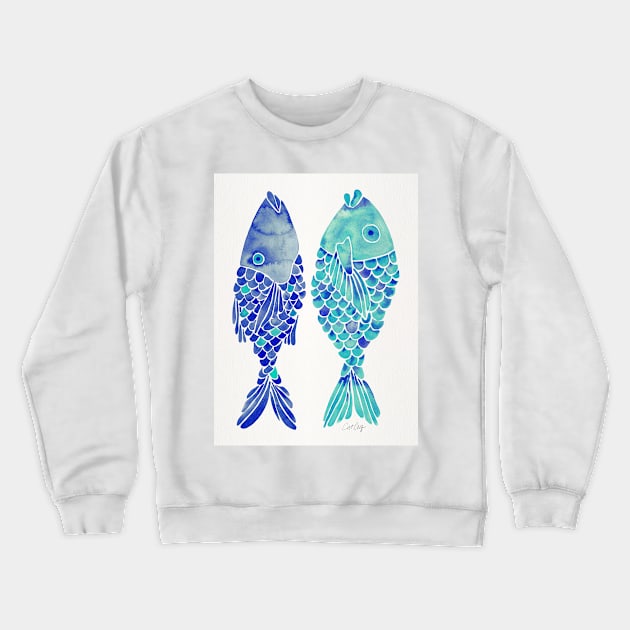 indonesian fish navy turquoise Crewneck Sweatshirt by CatCoq